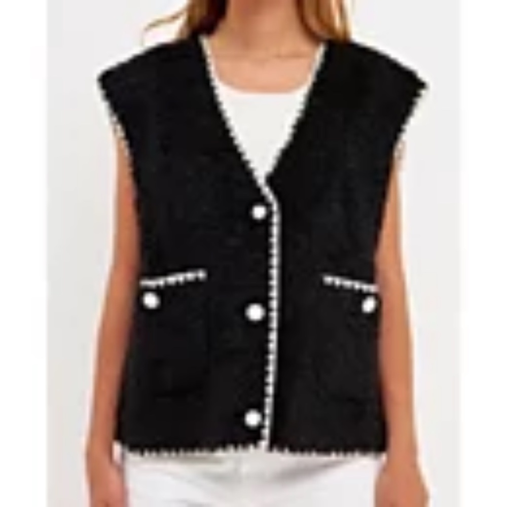 English Factory faux shearling vest, XS, black